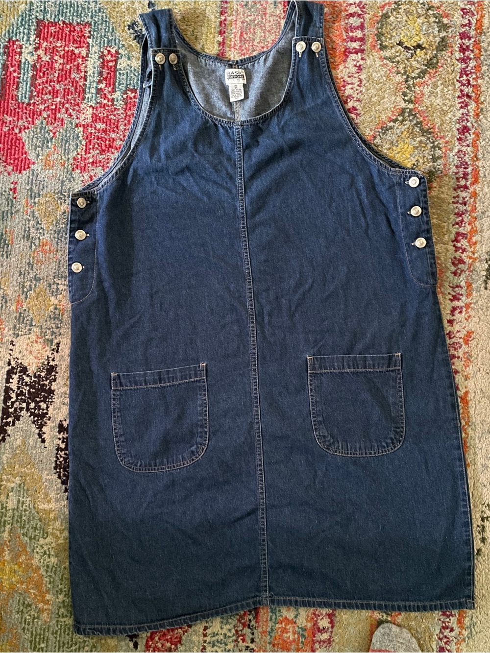 Basic Editions Navy Denim Pinafore Dress